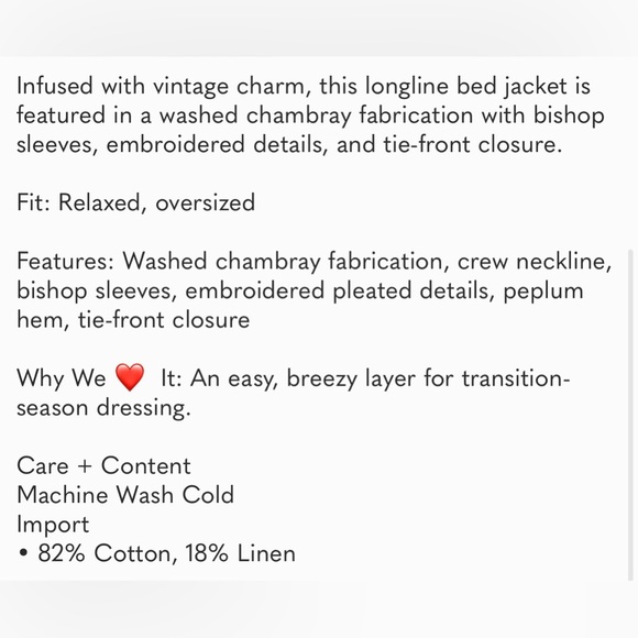 Free People Sweet Summer Bed Jacket NWOT - Picture 10 of 10